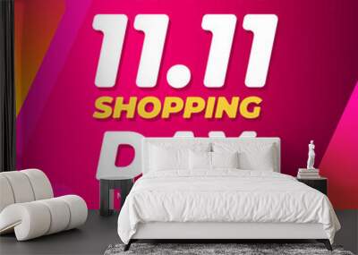 11 11 singles shopping day banner template. Cellebrations of online shopping Wall mural