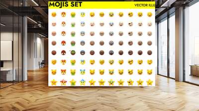 Emoji set vector illustration design. Facial signs for apps. Wall mural