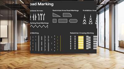 Horizontal road markings set vector illustration design. Wall mural