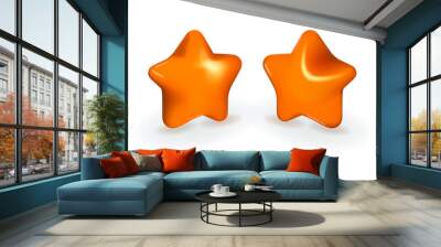 Two orange 3D star icons vector illustration design. Wall mural