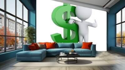 3d white people with dollar sign. Businessman Wall mural