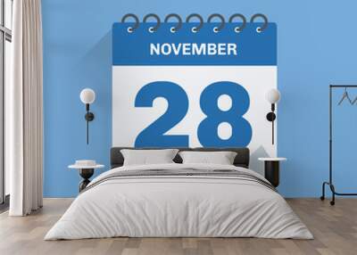 Day calendar with date November 28. Wall mural