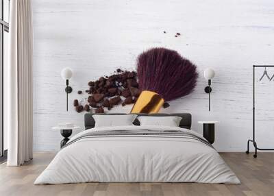 Make up brush with brown powder. Wall mural