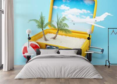 travel suitcase. beach vacation concept Wall mural