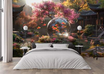 A beautiful view of the goldfish fishbowl Wall mural