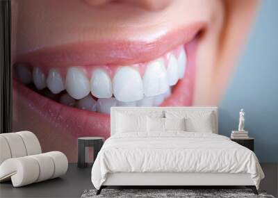 close up of a woman mouth with white teeth dental clinic concept Wall mural