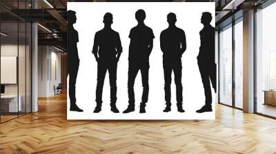 group of silhouettes people isolated background transparent PNG Wall mural