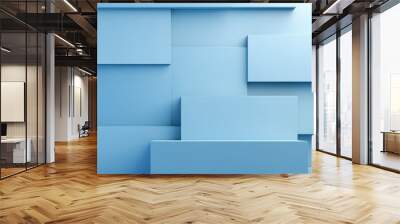 Abstract 3d rendering of a blue modern geometric background. Neural network ai generated art Wall mural