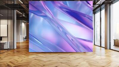 Abstract background of semi transparent glass shapes in pink and purple colors. Neural network ai generated art Wall mural