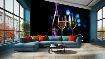 Champagne for romantic celebrations and enjoy for special moments. Neural network ai generated art Wall mural