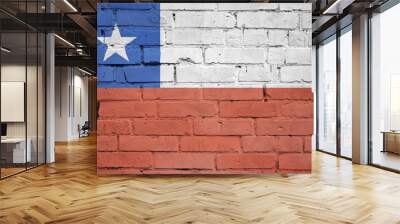 Chile flag is painted onto an old brick wall Wall mural