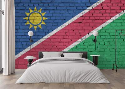 Namibia flag is painted onto an old brick wall Wall mural