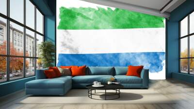 Sierra Leone flag  is depicted in liquid watercolor style isolated on white background Wall mural