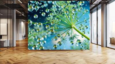 Dill in water with drops - Generative AI	
 Wall mural