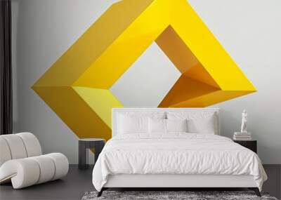 Geometric Abstract Yellow Sculpture with Angular Design Wall mural