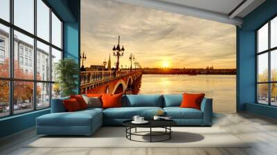 Bordeaux at sunset, France Wall mural