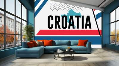 Croatia Map and raised fists. National day or Independence day design for Croatia celebration. Modern retro design with abstract icons. Vector illustration. Wall mural