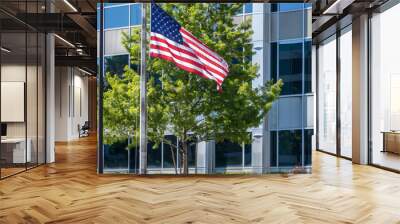 American flag on the building Wall mural