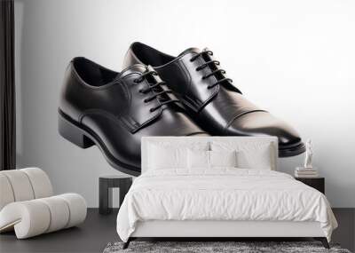 black leather shoes on isolated on white Wall mural