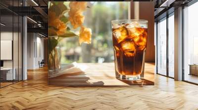 Cold brew coffee glass on the table  Wall mural