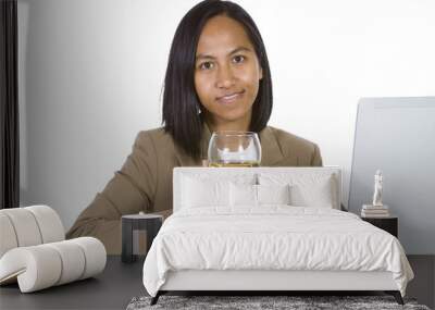 businesswoman at her desk working Wall mural