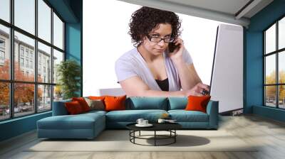 businesswoman at her desk working Wall mural