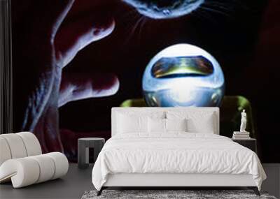 Glass sphere fortune telling with man hand Wall mural