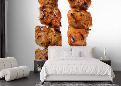 grilled chicken shish kebab on white Wall mural