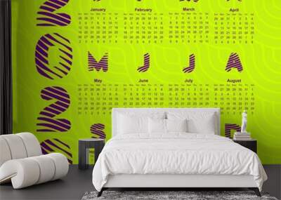 Retro Futuristic Calendar Green 2 Wall mural