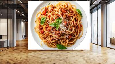 spaghetti bolognese on isolated white background Wall mural