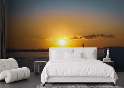 sunset over the sea Wall mural