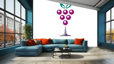 Drinking Glass Shaped Grape Bunch Logo Wall mural