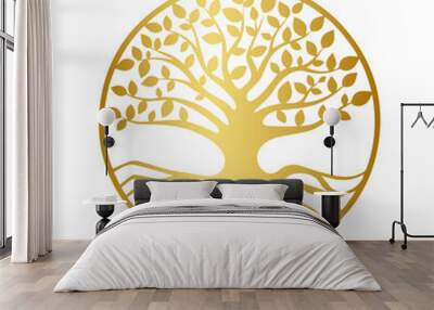 tree of life golden color Wall mural