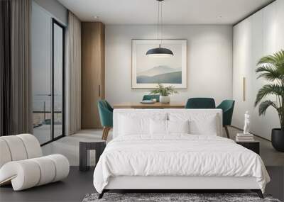 A beautiful canvas frame 3D mockup in modern living room, bed room, kitchen, bathroom interior, Created with AI Wall mural