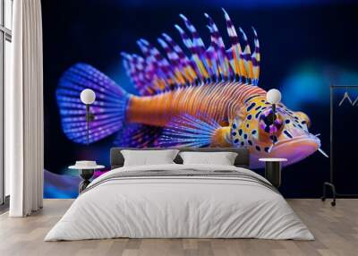 A close-up shot of a Royal Gramma fish showcasing its stunning and vivid coloration, in Wall mural