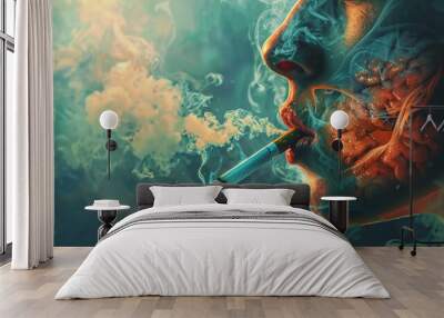 Say no to smoking on World No Tobacco Day, May 31st. Smoking damages your lungs. Stop smoking for your health. Wall mural