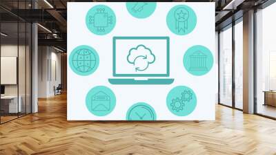 Cloud computing vector icon sign symbol Wall mural