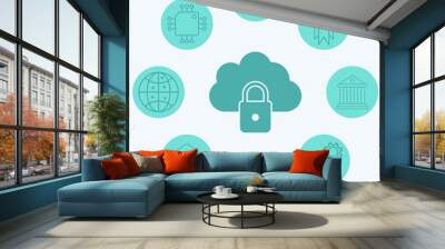 Cloud computing vector icon sign symbol Wall mural