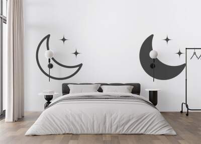 Half moon outline and filled vector icon sign symbol Wall mural