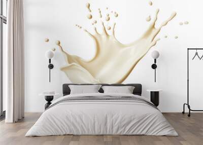 Splash of vanilla yellow milk isolated on transparent background PNG Wall mural