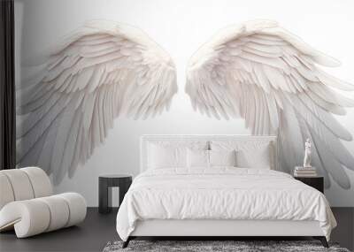 White angel wings isolated on transparent background PNG Wall mural