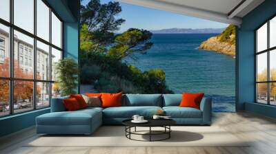 Very beautiful panorama view at Mediterranean sea and rocks Wall mural