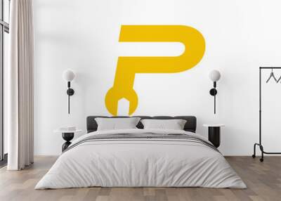 p letter repair logo Wall mural