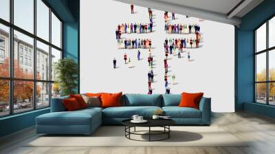 Vector illustration group of people in the cross shape Wall mural