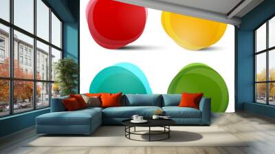 Abstract Vector Circle Red Orange Blue and Green Colorful Shapes Set Isolated on White Background Wall mural