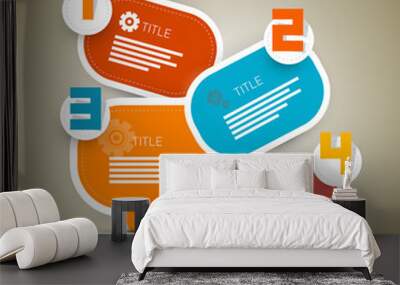 vector retro paper progress steps for tutorial, infographics Wall mural