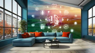 concept of communication green innovation  Wall mural