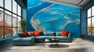 Aerial view of the Great Barrier Reef Wall mural