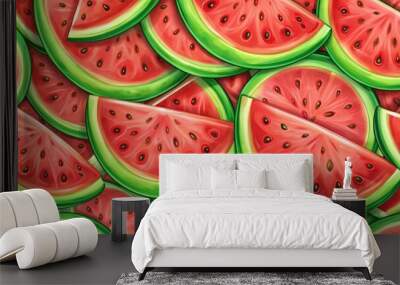 A Colorful Arrangement of Sliced Watermelon Wall mural