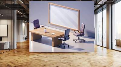 Modern Office Meeting Room with Whiteboard and Two Chairs Wall mural